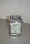 CARRIAGE CLOCK WITH SILVER METAL MOUNTS