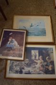 MIXED LOT: THREE COLOURED PRINTS COMPRISING ONE OF THE FAMILY AFTER FREDERICK GEORGE COTMAN,