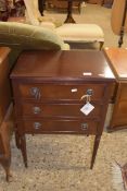 REPRODUCTION MAHOGANY THREE DRAWER CHEST WITH RINGLET HANDLES, 70CM HIGH