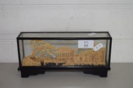 SMALL CHINESE DIORAMA IN BLACK WOODEN CASE
