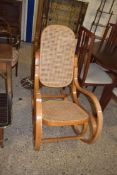 MODERN BENTWOOD CANE SEATED AND BACK ROCKING CHAIR