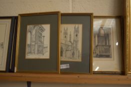 THREE PRINTS OF CHURCHES, ONE OF BOOTON, RANWORTH AND ONE OTHER
