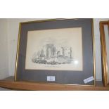 PENCIL DRAWING OF BURNHAM SUTTON CHURCH AND OF BURNHAM NORTON CHURCH BY LADBROKE