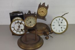 QTY OF VINTAGE CLOCK FACES AND CLOCK PARTS AND AN EARLY MANTEL CLOCK