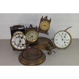 QTY OF VINTAGE CLOCK FACES AND CLOCK PARTS AND AN EARLY MANTEL CLOCK