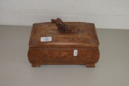 OAK BOX WITH DOG FINIAL