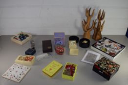 BOX CONTAINING CERAMIC ITEMS AND COSTUME JEWELLERY