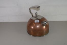 COPPER KETTLE WITH SILVER METAL MOUNTS