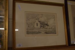 COTMAN DRAWING OF BURNHAM CHURCH PUBLISHED 1817, TOGETHER WITH A WATERCOLOUR OF A CHURCH