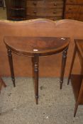 MAHOGANY DEMI-LUNE HALL TABLE, 73CM WIDE