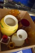 BOX OF MIXED GLASS AND CERAMIC VASES