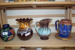 MIXED LOT: COUNTRY CRAFT COLLECTION FLORAL DECORATED JAR TOGETHER WITH TWO FURTHER DECORATED JUGS