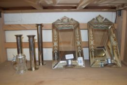 MIXED LOT: METAL CANDLE HOLDERS, WALL MOUNTED MIRRORS ETC