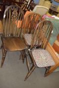PAIR OF WHEEL BACK KITCHEN CHAIRS PLUS ANOTHER SIMILAR (3)