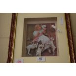 3D CUT OUT PICTURE OF A GIRL WITH PUPPIES, 6CM HIGH, FRAMED