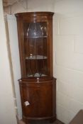 REPRODUCTION MAHOGANY VENEERED CORNER DISPLAY CABINET, 183CM HIGH