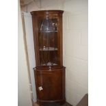 REPRODUCTION MAHOGANY VENEERED CORNER DISPLAY CABINET, 183CM HIGH