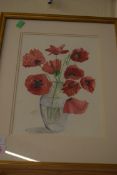 POPPIES WATERCOLOUR, FRAMED AND GLAZED, 53CM HIGH