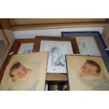 FOUR FRAMED PICTURES VARIOUS INCLUDING LILIAN ROWLES STUDY OF SLEEPING BABIES