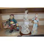 MIXED LOT: CAPO DI MONTE STYLE MODEL OF A SEATED ARTIST AND TWO FURTHER ORNAMENTS (3)