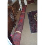 LARGE TURKISH RED GROUND FLOOR RUG, APPROX 380CM WIDE