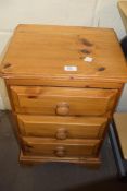 MODERN PINE THREE DRAWER BEDSIDE CABINET, 44CM WIDE