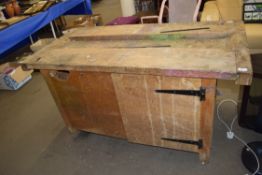 VINTAGE WOODEN WORK BENCH, 153CM WIDE