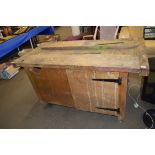 VINTAGE WOODEN WORK BENCH, 153CM WIDE