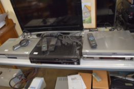 MIXED LOT: TWO PANASONIC DVD/VIDEO PLAYERS AND A SAMSUNG VIDEO DVD PLAYER