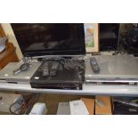 MIXED LOT: TWO PANASONIC DVD/VIDEO PLAYERS AND A SAMSUNG VIDEO DVD PLAYER