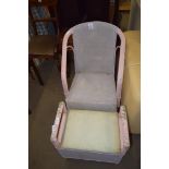 LLOYD LOOM STYLE PINK PAINTED CHAIR AND STOOL (2)