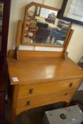 EARLY 20TH CENTURY OAK MIRROR BACK DRESSING CHEST WITH TWO DRAWERS, 92CM WIDE