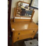 EARLY 20TH CENTURY OAK MIRROR BACK DRESSING CHEST WITH TWO DRAWERS, 92CM WIDE