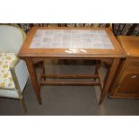 EARLY 20TH CENTURY RECTANGULAR OAK OCCASIONAL TABLE WITH TILED TOP, 78CM WIDE