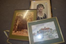 MIXED LOT: PICTURES AND FRAMES TO INCLUDE VINTAGE FRAMED PHOTOGRAPH, JANET BECKETT STUDY OF STANHOE,