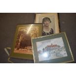 MIXED LOT: PICTURES AND FRAMES TO INCLUDE VINTAGE FRAMED PHOTOGRAPH, JANET BECKETT STUDY OF STANHOE,
