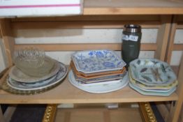 MIXED LOT: MODERN REPRODUCTION CHINESE PLATES, ROYAL ALBERT LADY CARLISLE DRESSING TABLE TRAY ETC