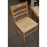 PINE FRAMED RUSH SEATED KITCHEN CHAIR