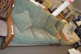 PARKER KNOLL BERGERE TYPE SOFA WITH LOOSE CUSHIONS AND ACCOMPANYING CHAIR, SOFA APPROX 185CM WIDE