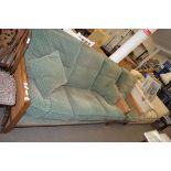 PARKER KNOLL BERGERE TYPE SOFA WITH LOOSE CUSHIONS AND ACCOMPANYING CHAIR, SOFA APPROX 185CM WIDE