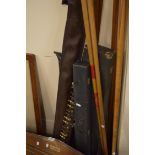 MIXED LOT: SNOOKER CUES, STANDS ETC