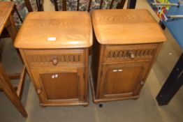 PAIR OF OAK BEDSIDE CABINETS WITH SINGLE DRAWER AND SINGLE DOOR, 40CM WIDE