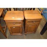 PAIR OF OAK BEDSIDE CABINETS WITH SINGLE DRAWER AND SINGLE DOOR, 40CM WIDE