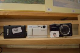 MIXED LOT: THREE SMALL DIGITAL CAMERAS, SONY, SAMSUNG AND CANON (3)