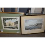 TWO COLOURED PRINTS, THE TEXAS ALAMO AND THE VIEW OF SOMERSET PLACE, THE ADELPHI , BOTH FRAMED AND