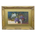 British, 20th century, pair of Still Lifes, Summer Flowers in full bloom, oil on canvas,