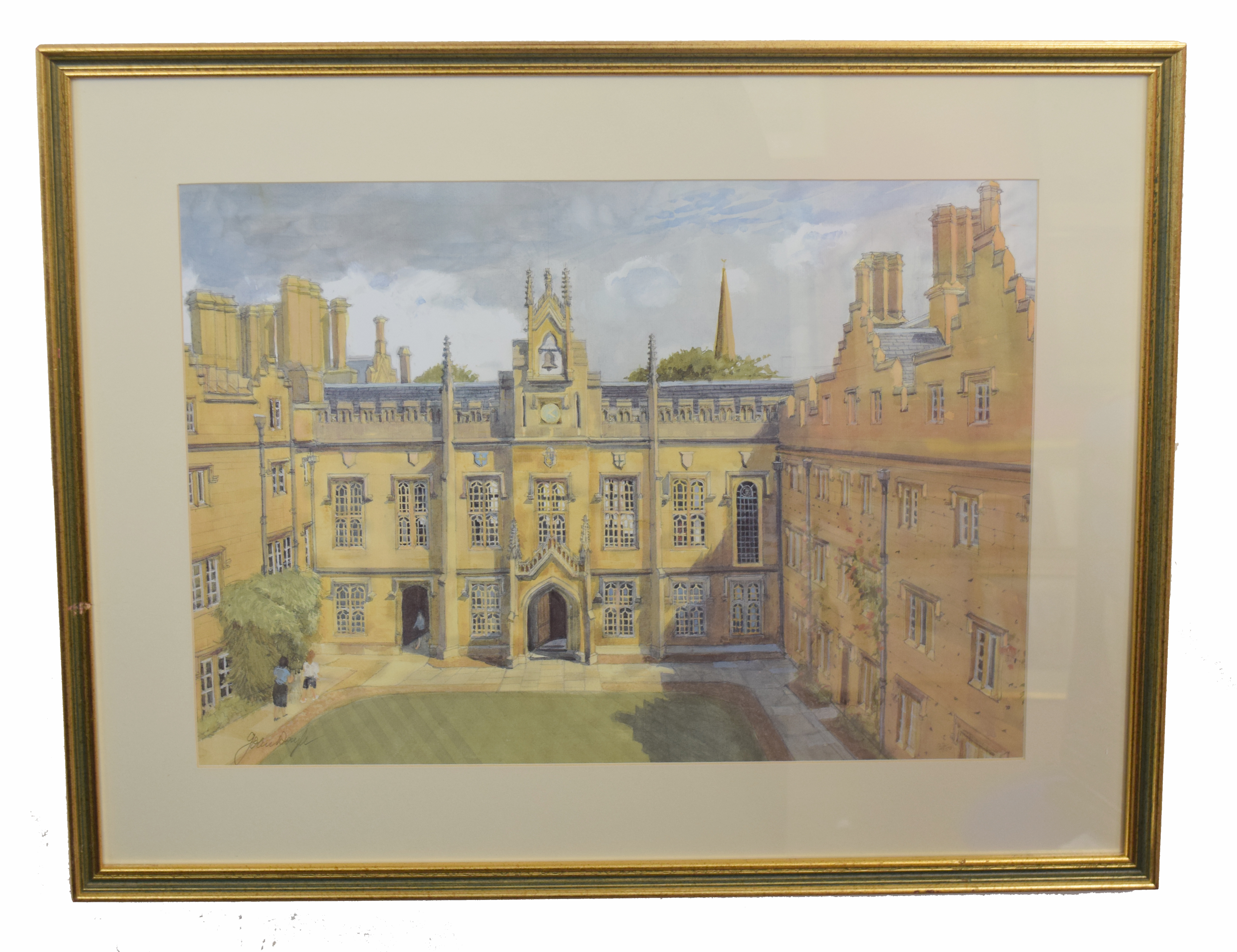 British, 20th century, An Oxbridge college, watercolour, unsigned, 34 x 50cm