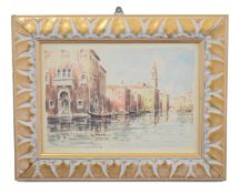 Venetian scene with gondolas on a canal