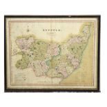 British, 19th century, Maps of Suffolk and Cambridgeshire, 1832, engravings on paper, 44 x 36cm (