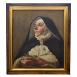 British, 20th century, Portrait of a nun, oil on canvas, indistinctly signed, 60 x 49cm